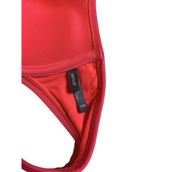 Aerie Neon Pink Ruffled Push Up Bikini Top-Size 34B - EUC - Picture 5 of 5